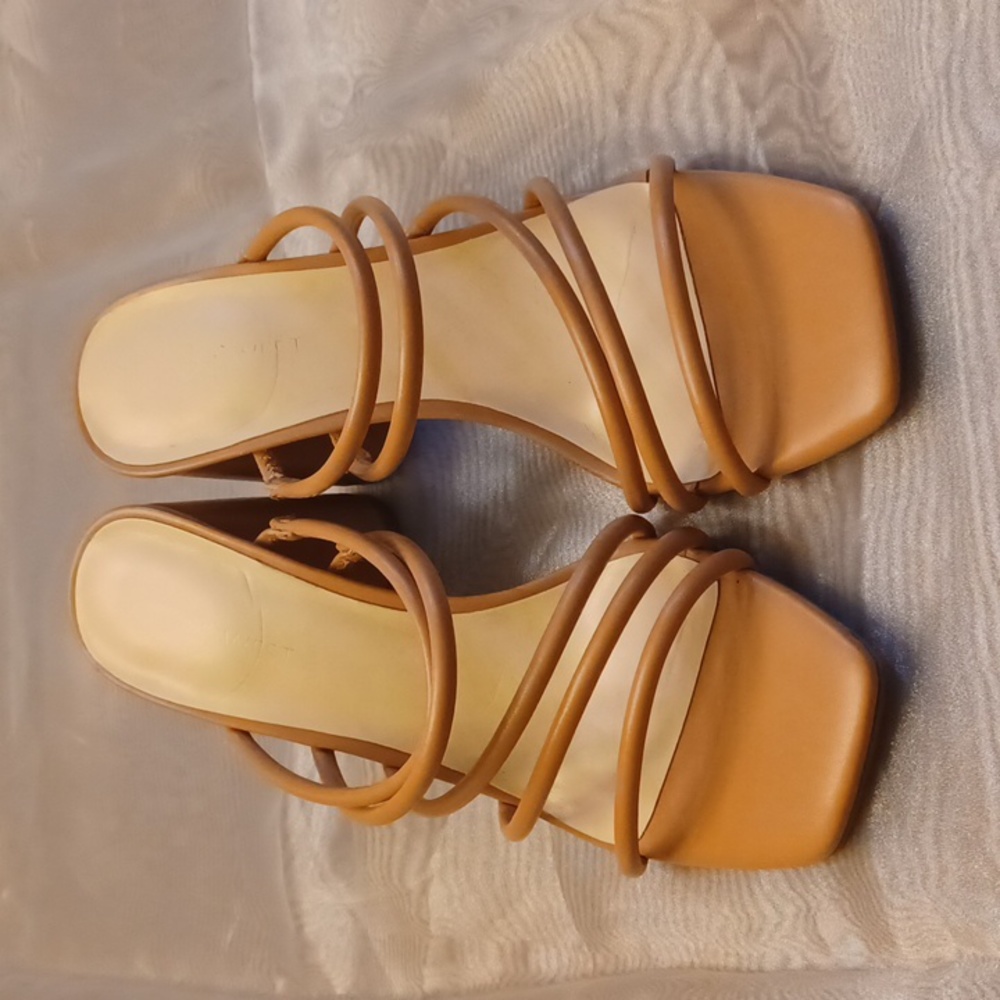 Nine West Rosy Brown heeled sandals, Size 8 1/2, wedge heel,  like new.